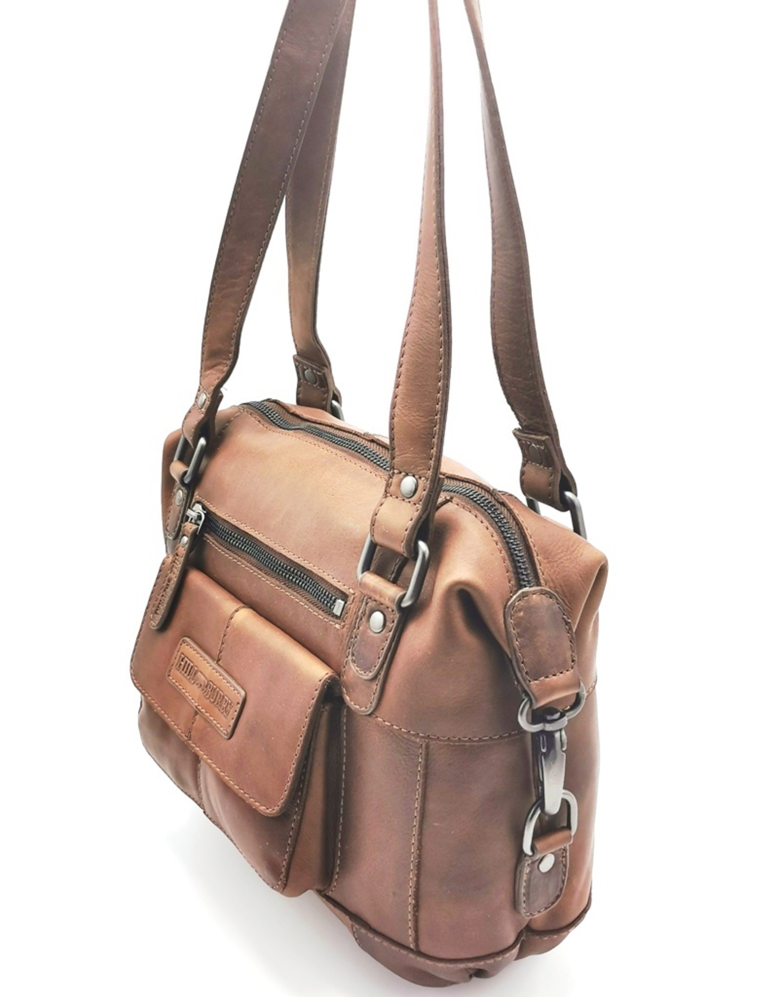 HillBurry Leather Shoulder bags  Leather crossbody bags - HillBurry Leather shoulder bag with long handles brown