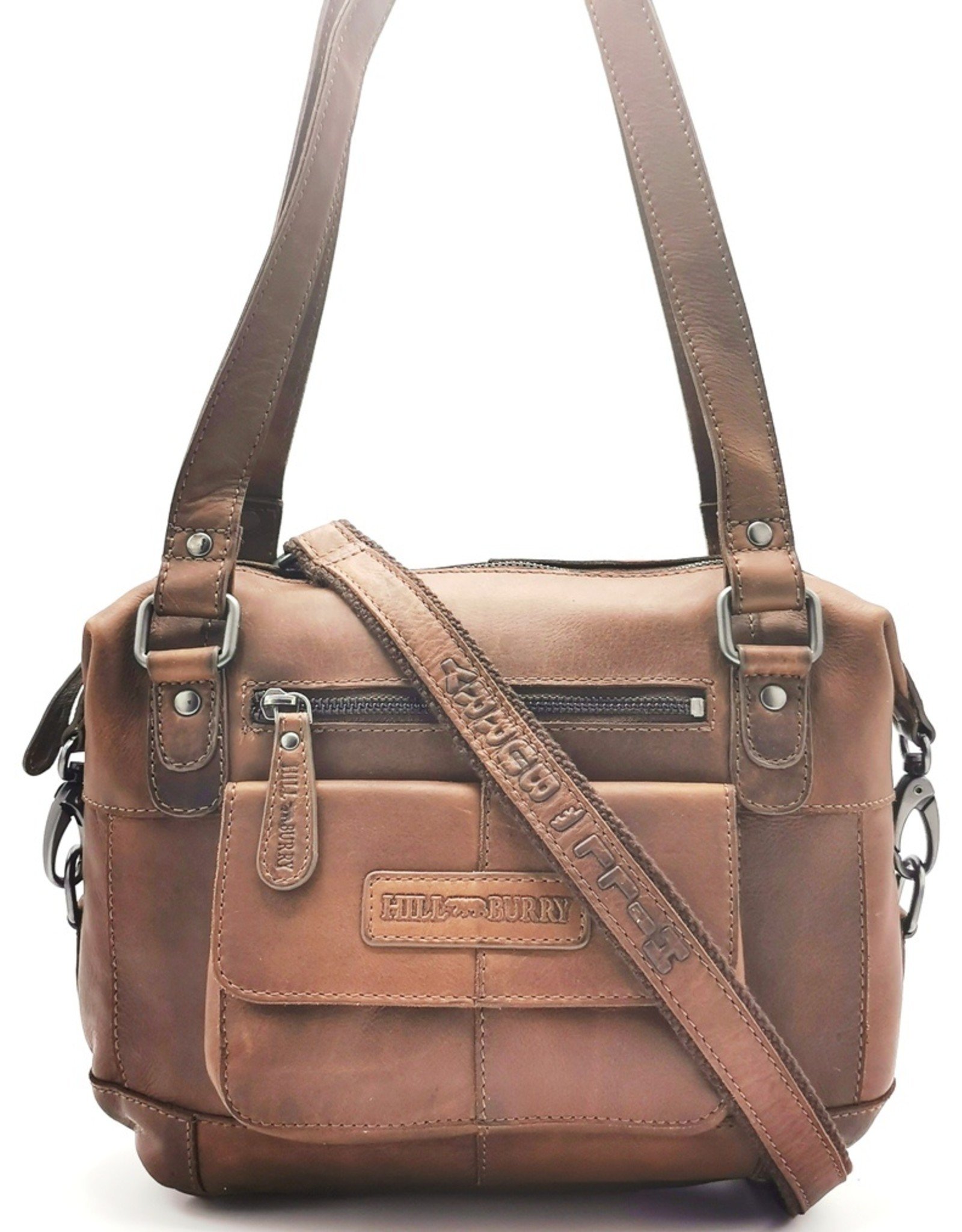 HillBurry Leather Shoulder bags  Leather crossbody bags - HillBurry Leather shoulder bag with long handles brown