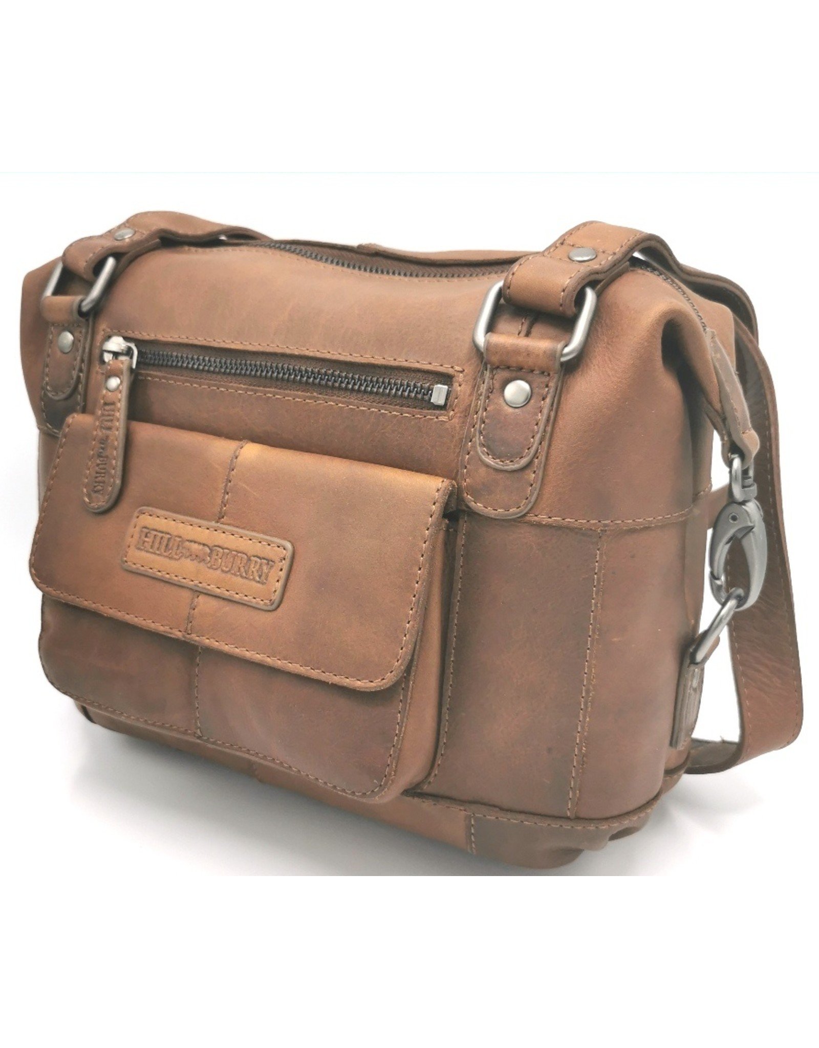 HillBurry Leren schodertassen Leren crossbody tassen - HillBurry Leren schoudertas met lange hengsels bruin