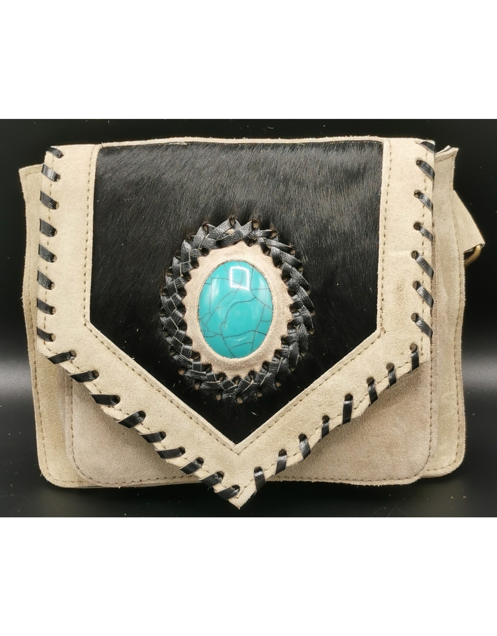 Trukado Leather Festival bags, waist bags and belt bags - Suede waist bag with cowhide and turquoise stone