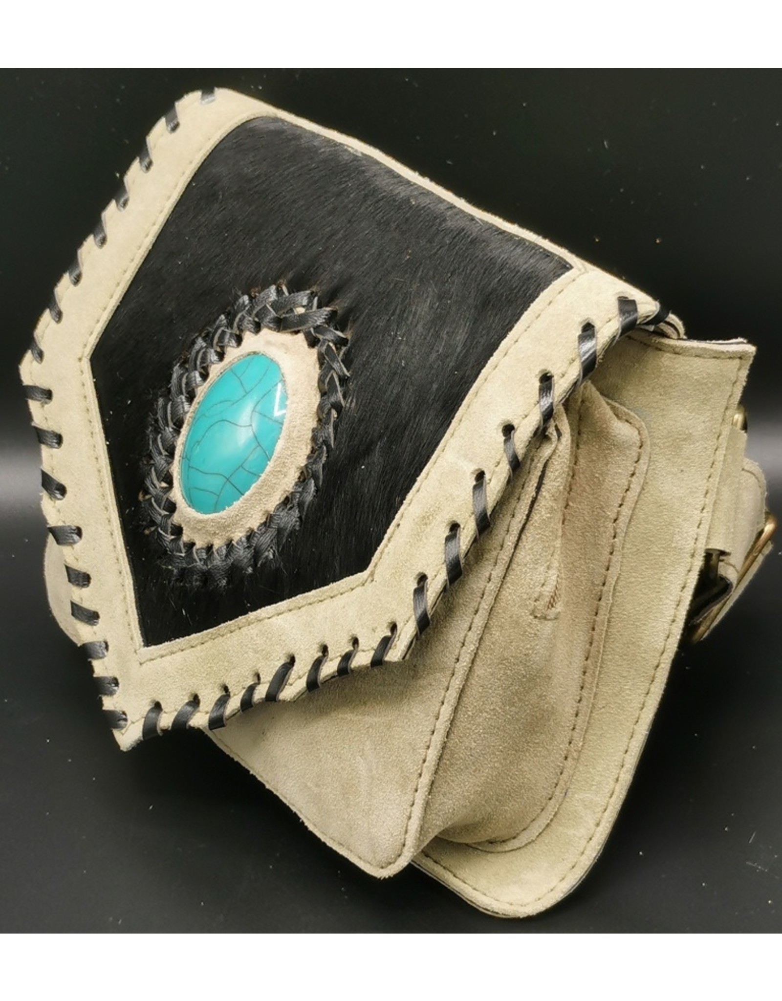 Trukado Leather Festival bags, waist bags and belt bags - Suede waist bag with cowhide and turquoise stone