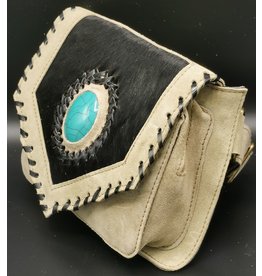 Trukado Suede waist bag with cowhide and turquoise stone