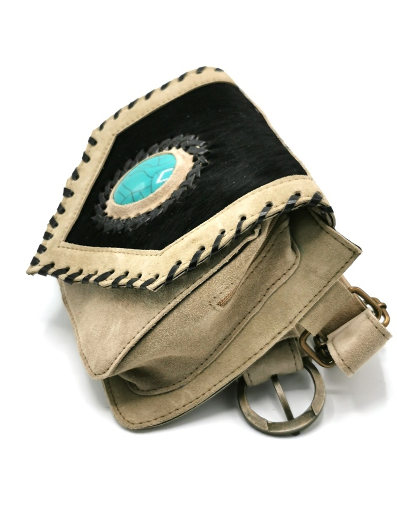 Trukado Leather Festival bags, waist bags and belt bags - Suede waist bag with cowhide and turquoise stone