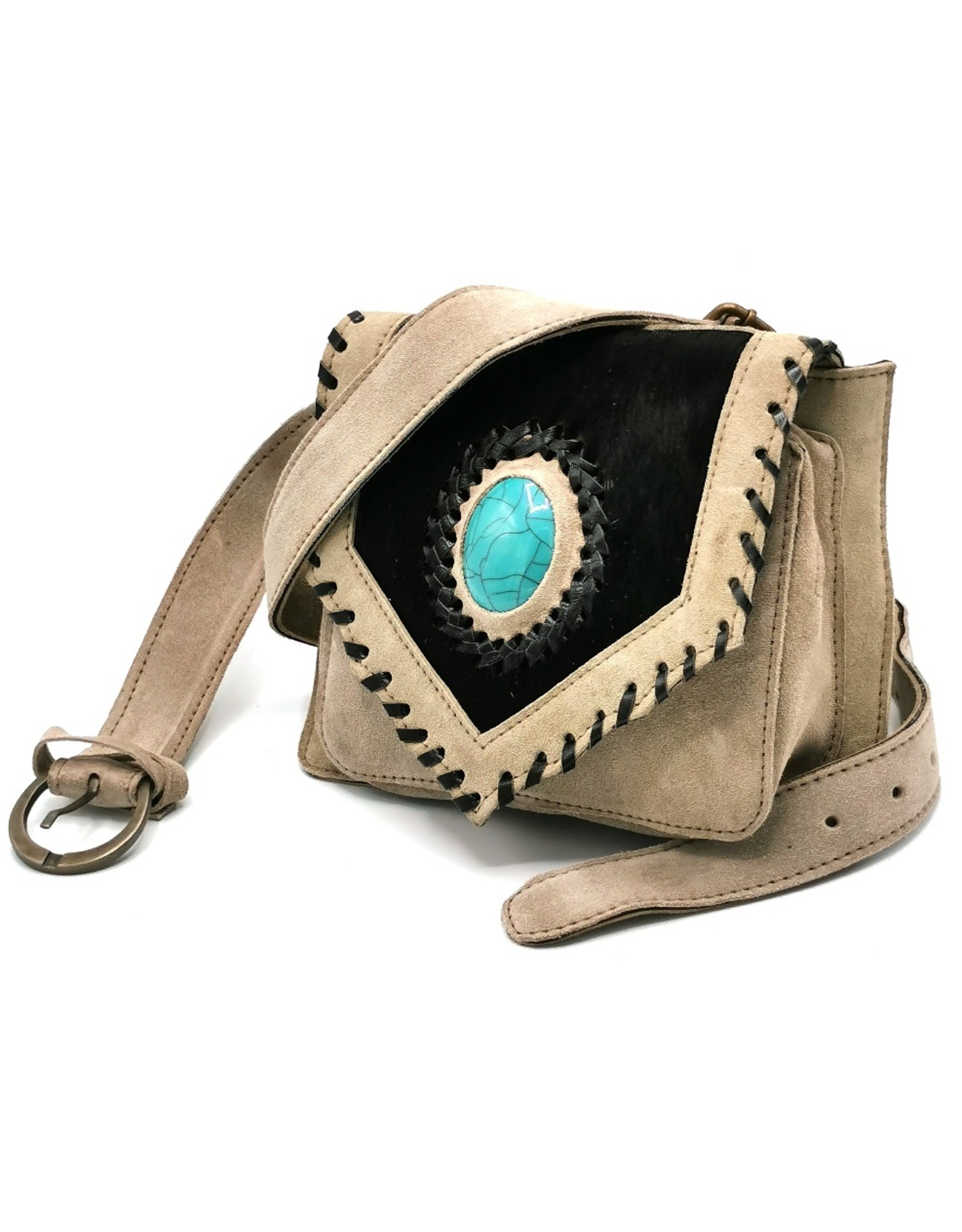 Trukado Leather Festival bags, waist bags and belt bags - Suede waist bag with cowhide and turquoise stone