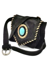 Trukado Leather Festival bags, waist bags and belt bags - Suede waist bag with cowhide and turquoise stone