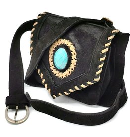 Trukado Suede waist bag with cowhide and turquoise stone