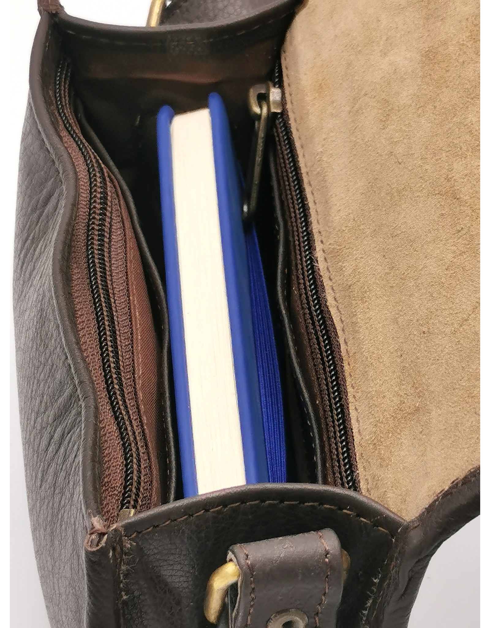 Trukado Leren Schoudertassen Leren crossbody tassen - Zadeltas met koeienhuid en steampunk haakje