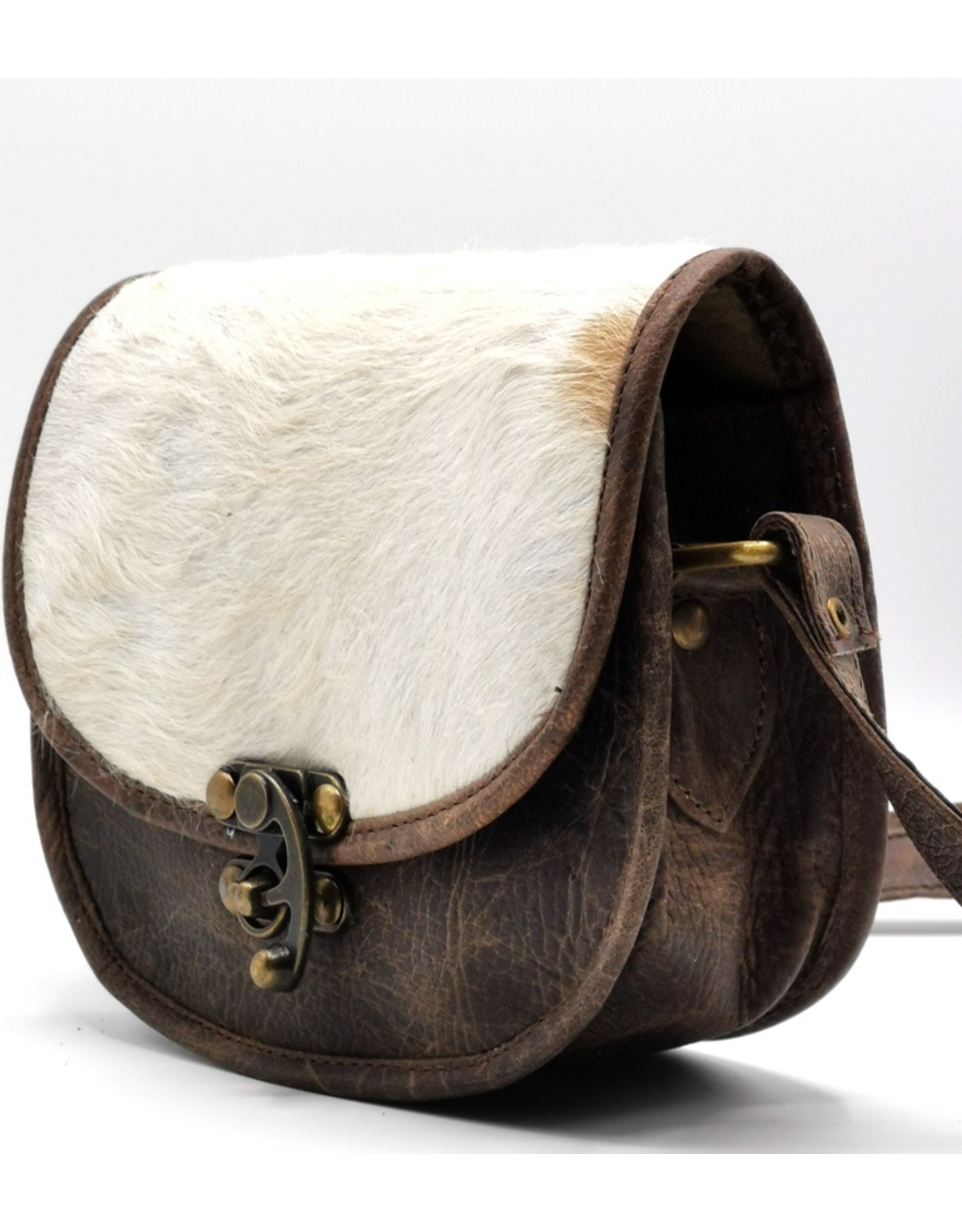 Trukado Leather Shoulder bags  Leather crossbody bags - Saddlebag with cowhide and steampunk hook