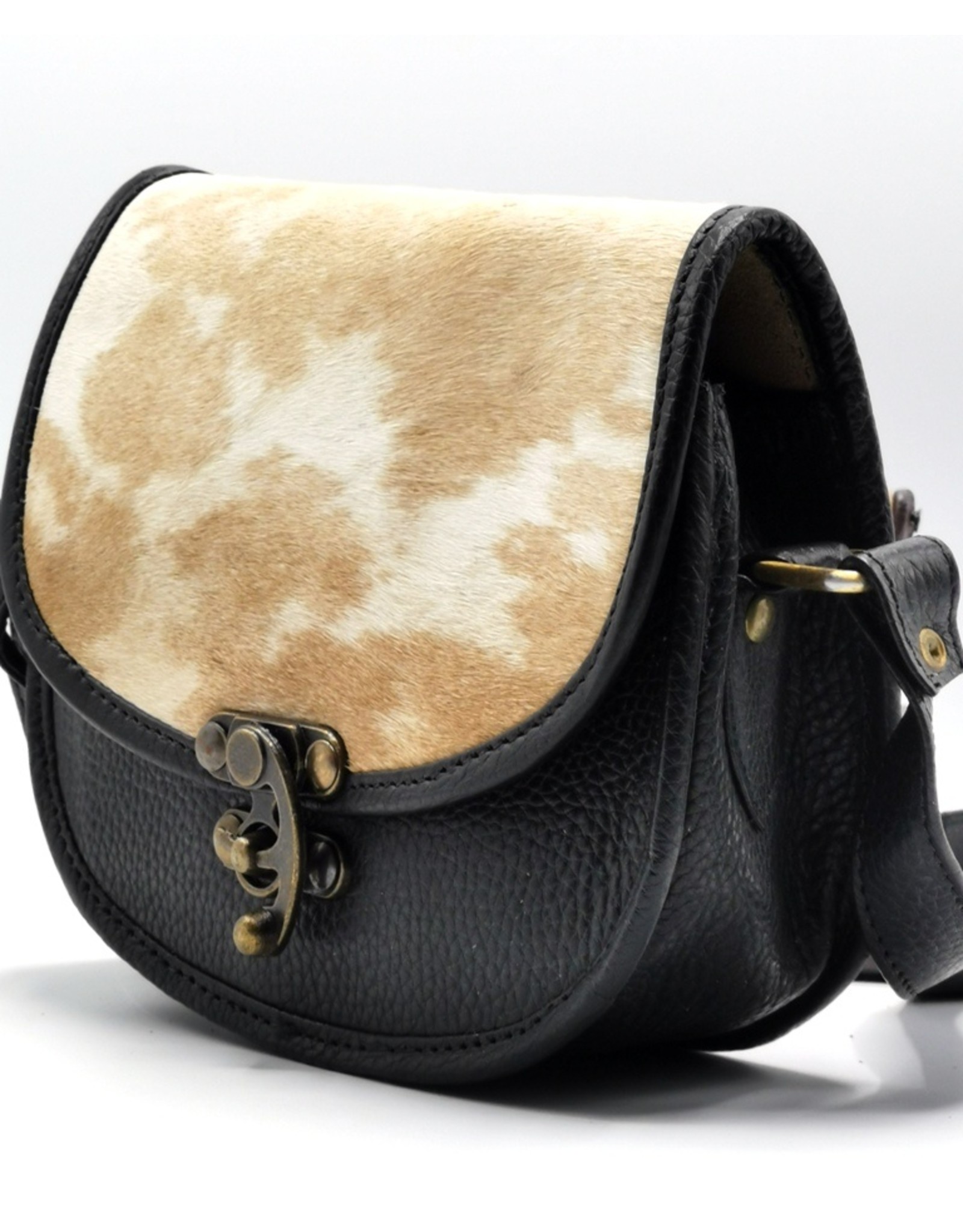 Trukado Leren Schoudertassen Leren crossbody tassen - Zadeltas met koeienhuid en steampunk haakje