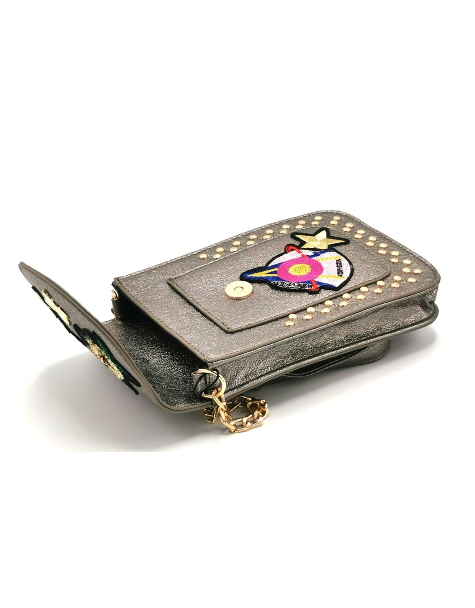 JTXS Clutches and Wallets - Trendy phone bag with patches metallic bronze