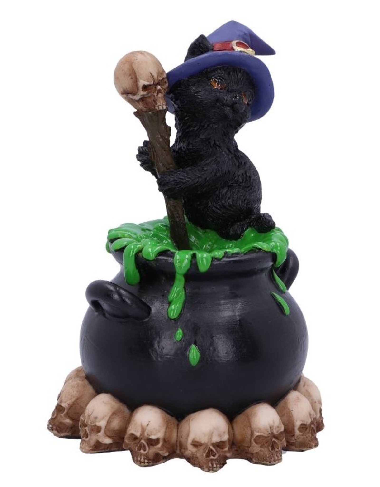 NemesisNow Giftware Beelden Collectables  - Spook heksenkat met ketel 12cm