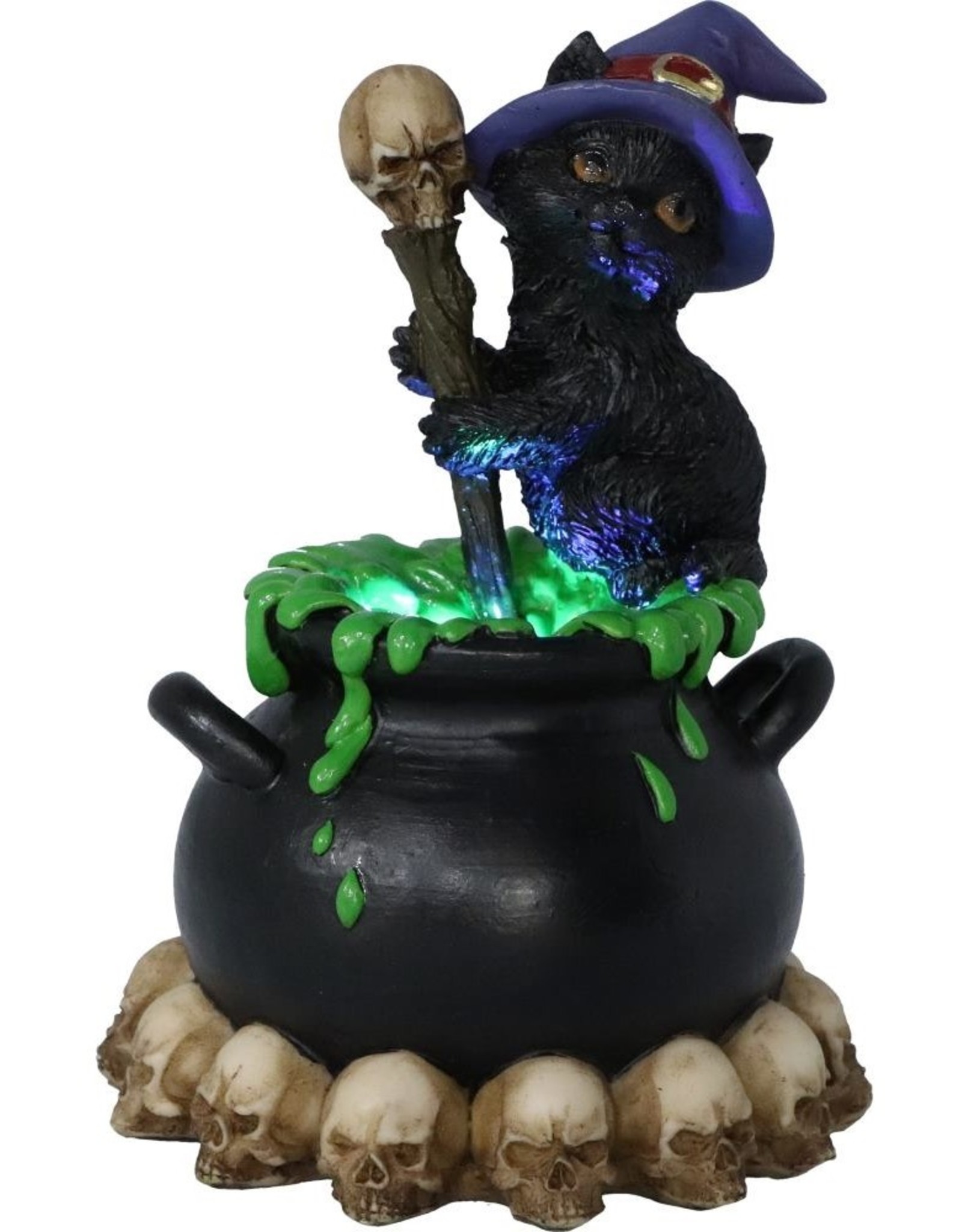 NemesisNow Giftware Beelden Collectables  - Spook heksenkat met ketel 12cm