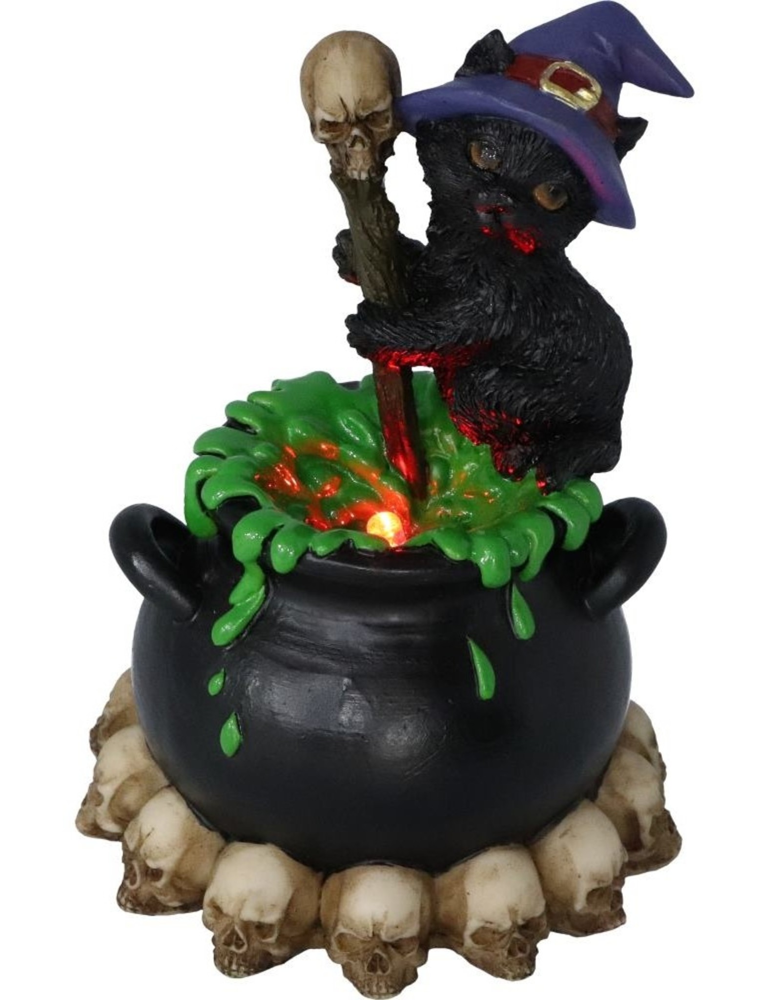 NemesisNow Giftware Beelden Collectables  - Spook heksenkat met ketel 12cm