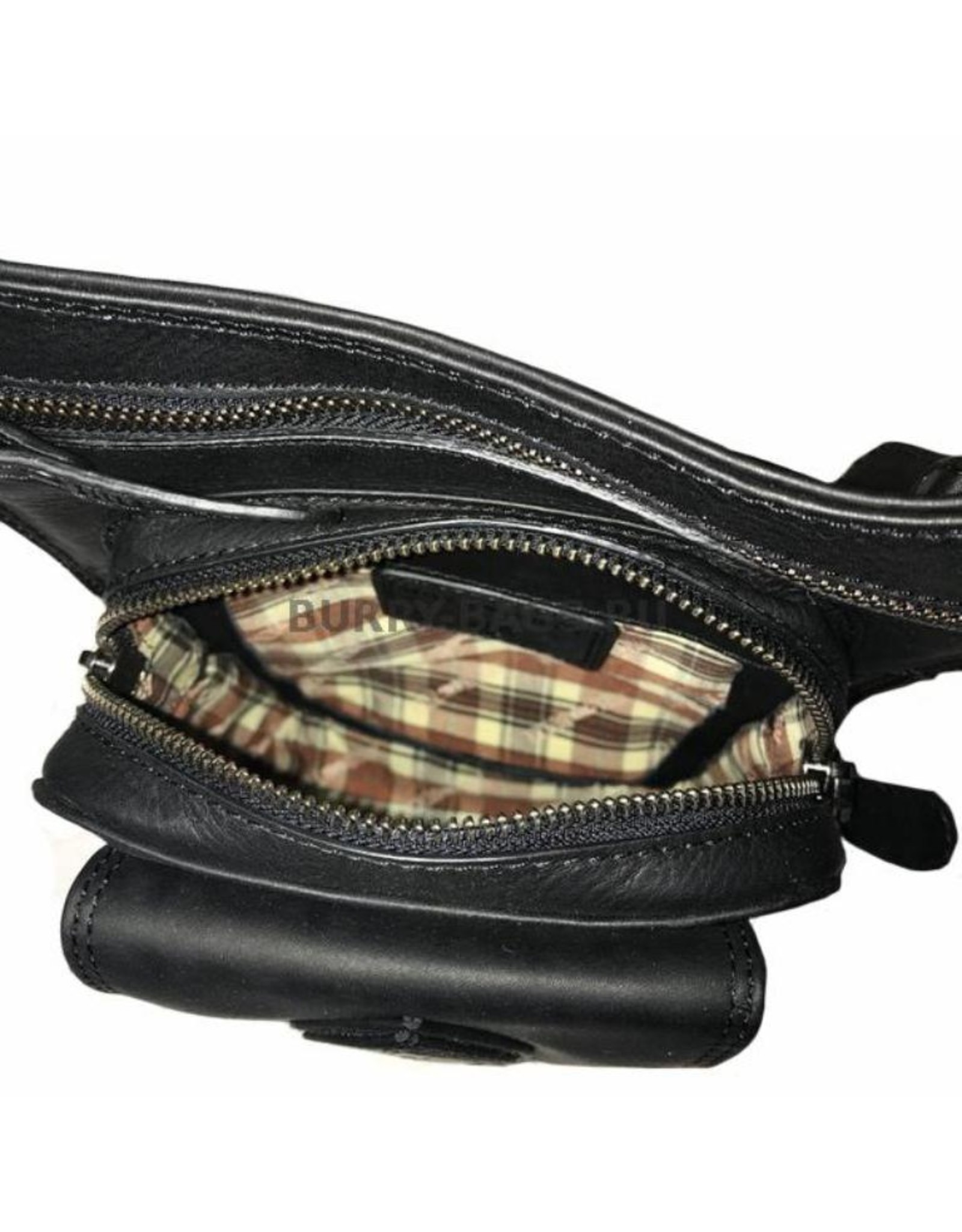 HillBurry Leather Festival bags, waist bags and belt bags - Hillburry motorcycle leg bag genuine leather black