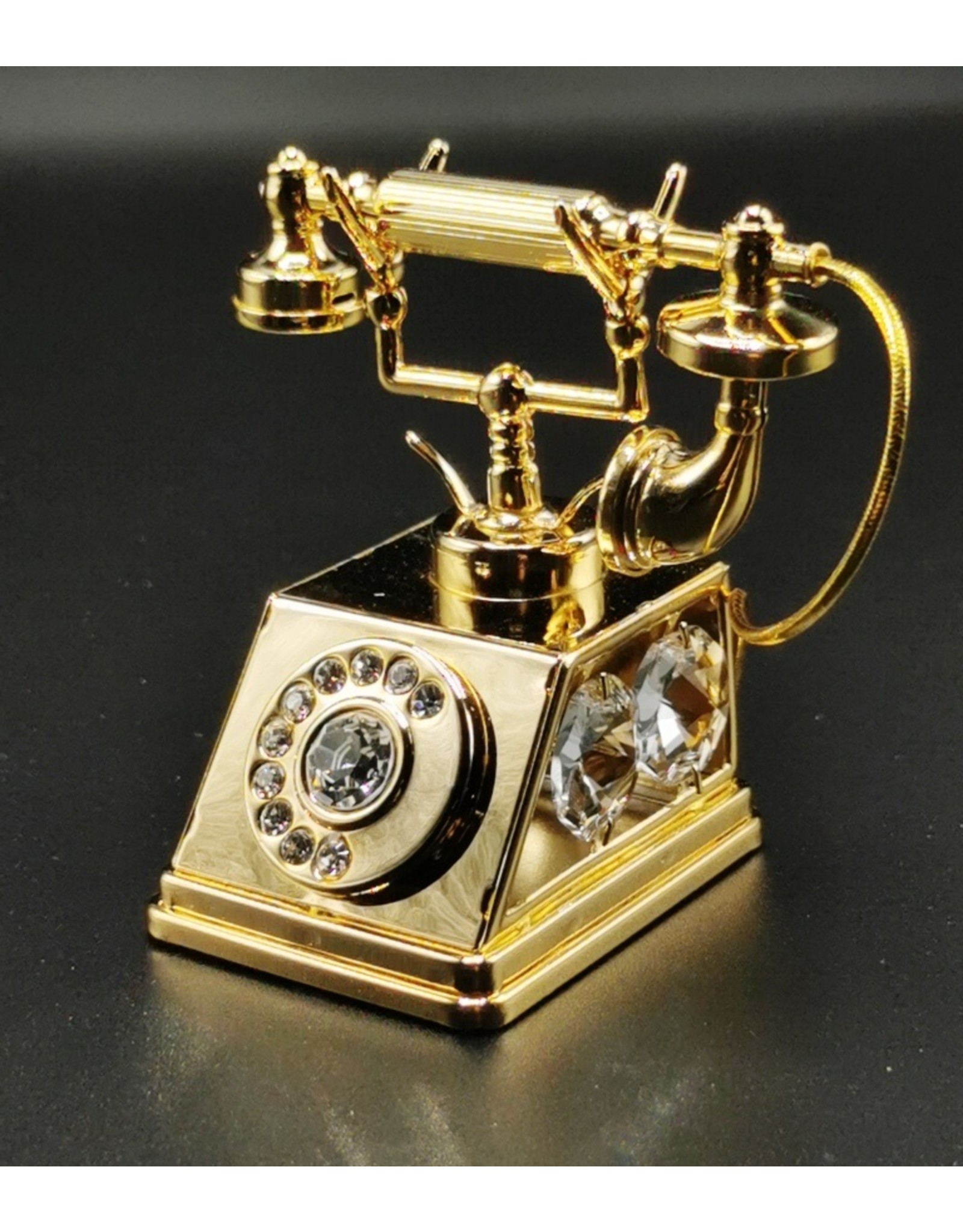 Crystal Temptations Miscellaneous - Miniature Retro Phone.  Gold-plated and with Swarovski