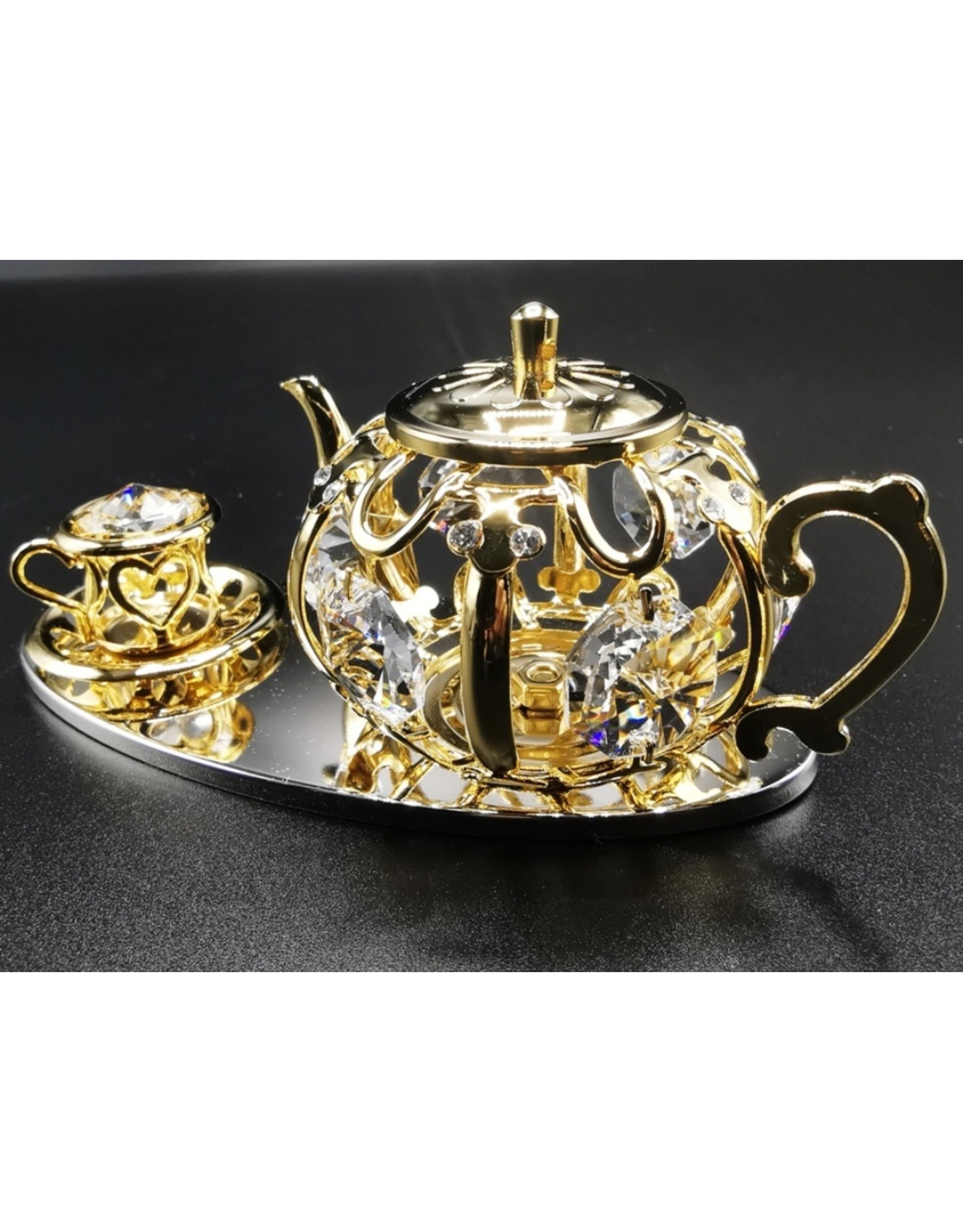 Crystal Temptations Miscellaneous - Miniature Tea Service. Gold-plated and with Swarovski