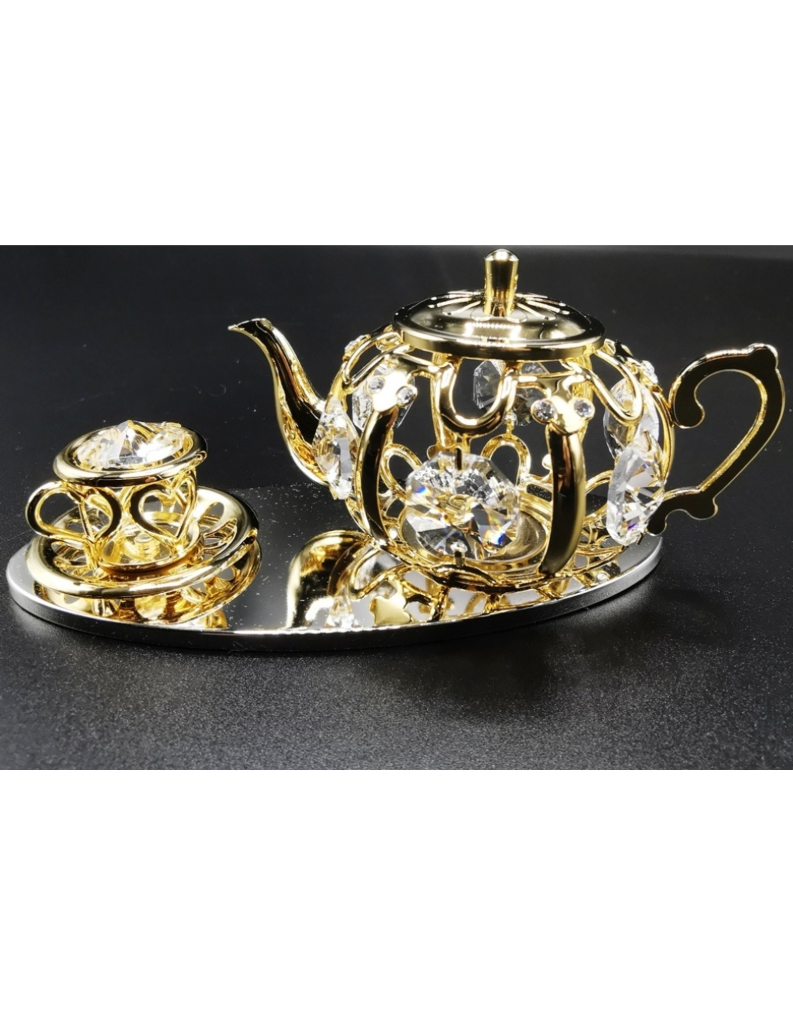 Crystal Temptations Miscellaneous - Miniature Tea Service. Gold-plated and with Swarovski