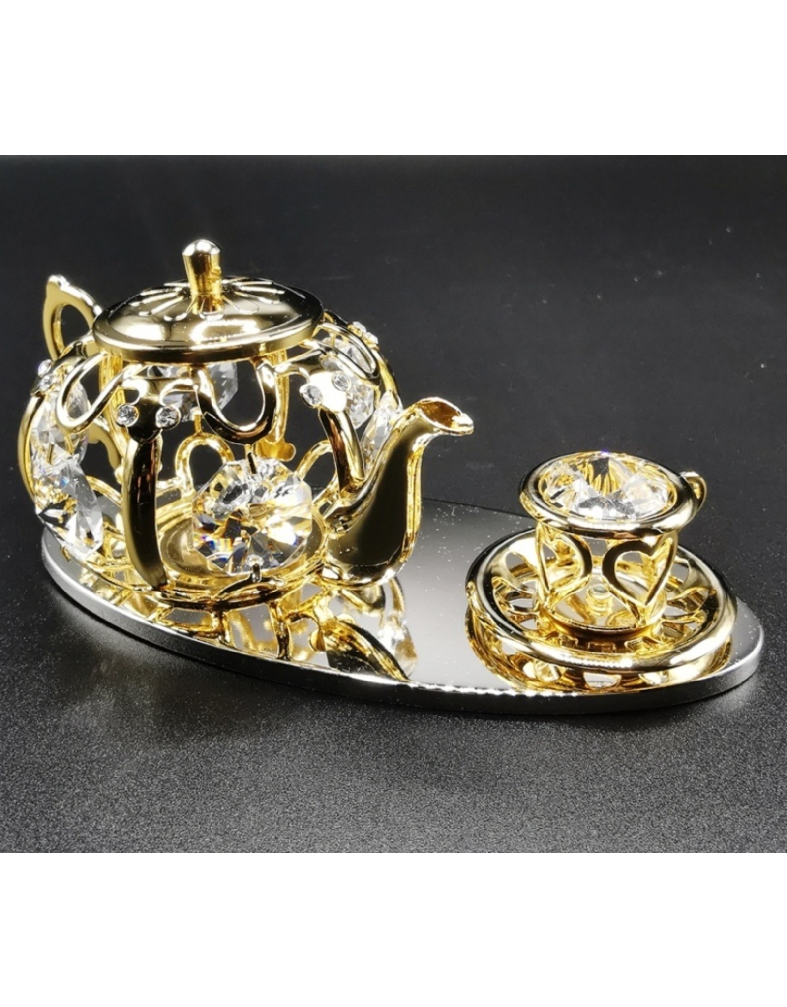 Crystal Temptations Miscellaneous - Miniature Tea Service. Gold-plated and with Swarovski