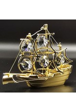Crystal Temptations Miscellaneous - Miniature Sailboat. Gold-plated and with Swarovski