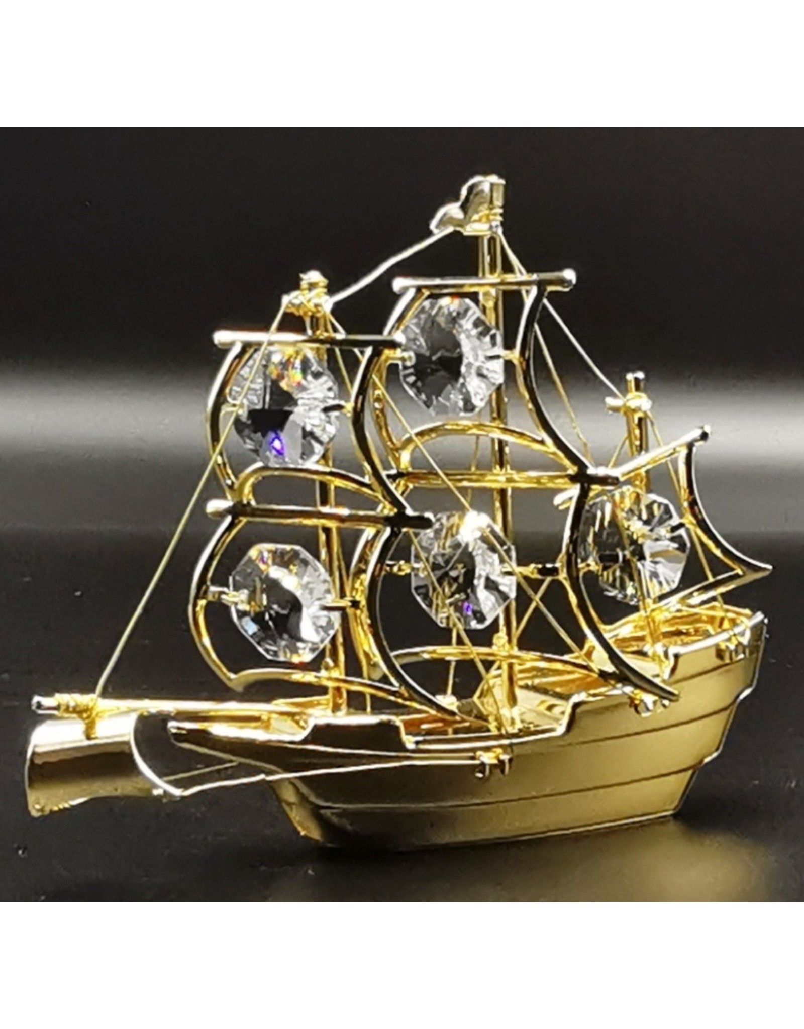 Crystal Temptations Miscellaneous - Miniature Sailboat. Gold-plated and with Swarovski