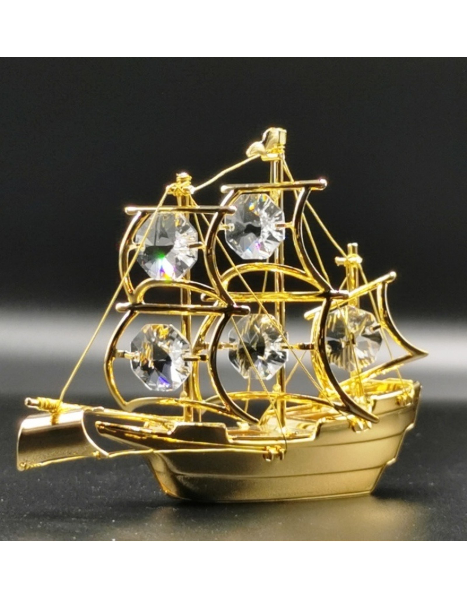 Crystal Temptations Miscellaneous - Miniature Sailboat. Gold-plated and with Swarovski