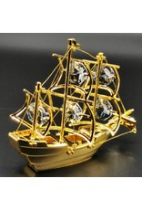 Crystal Temptations Miscellaneous - Miniature Sailboat. Gold-plated and with Swarovski
