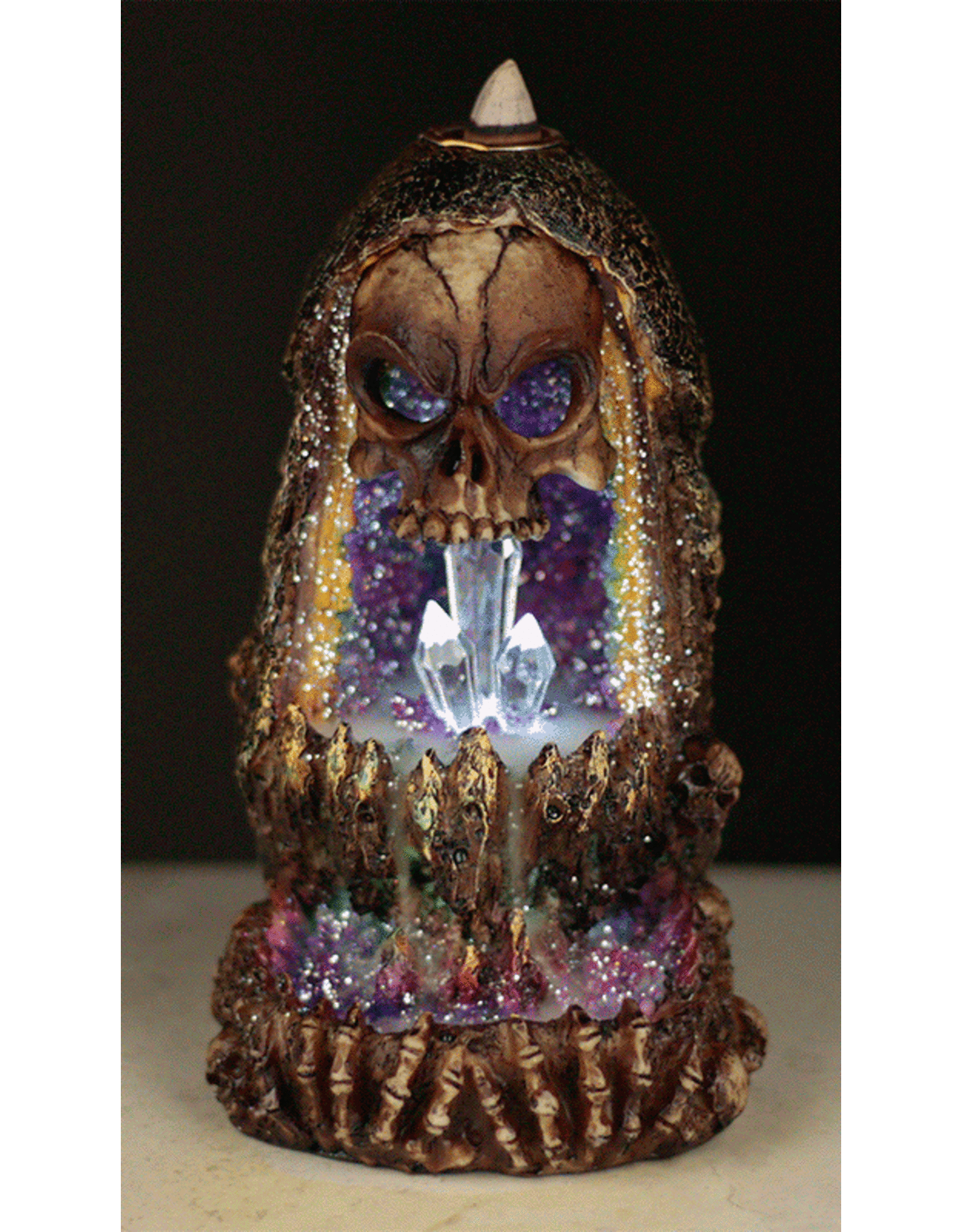 Skull Crystal Cave Giftware Figurines Collectables - Skull Crystal Cave LED Backflow incense holder