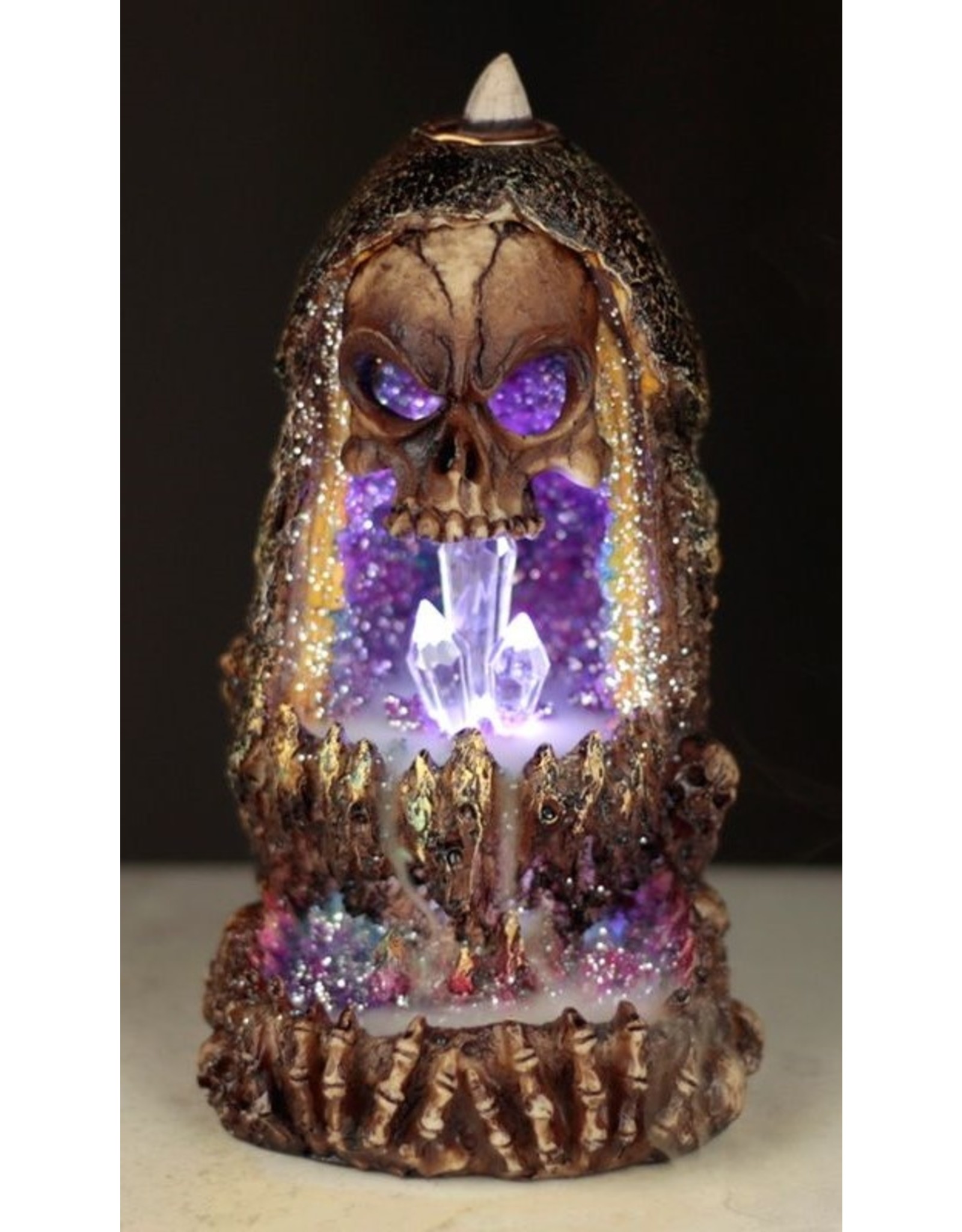 Skull Crystal Cave Giftware Beelden Collectables  - Schedel Kristal Grot LED Backflow Wierookhouder