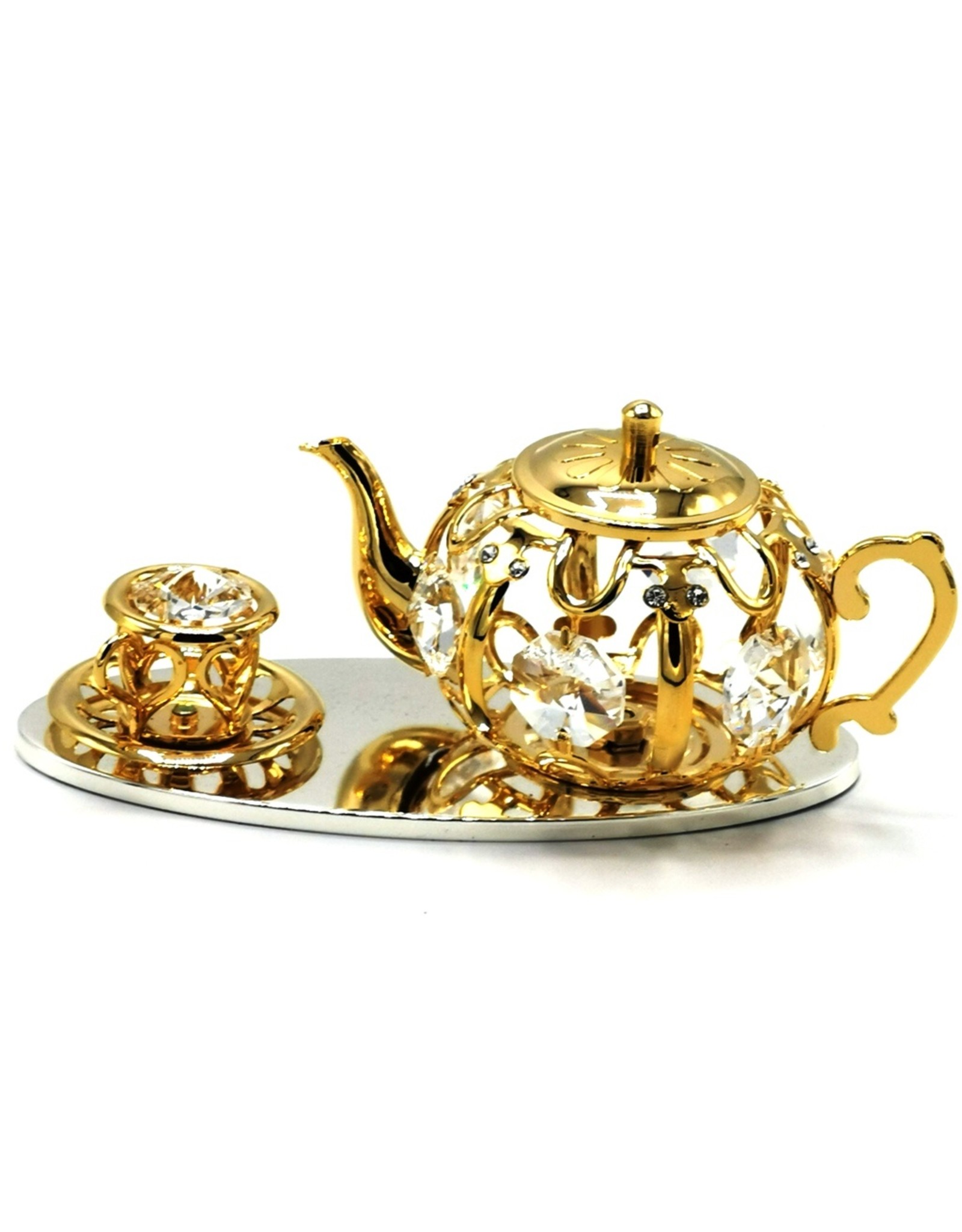 Crystal Temptations Miscellaneous - Miniature Tea Service. Gold-plated and with Swarovski