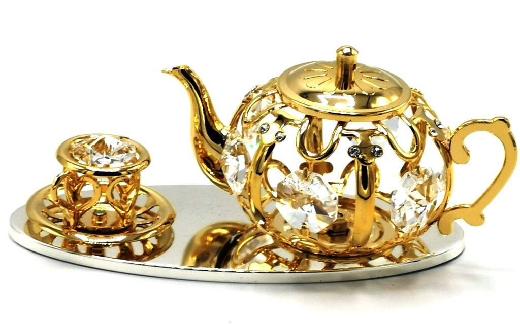 Miniature Tea Service. Gold-plated, with Swarovski | Boutique