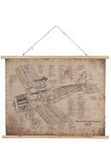 C&E Miscellaneous - Wandkaart Vliegtuig - textiel 100cm x 75cm