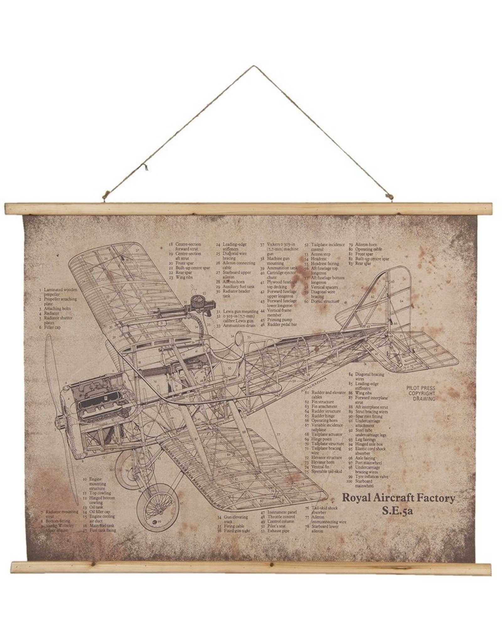 C&E Miscellaneous - Wall map aeroplane - textile 100cm x 75cm