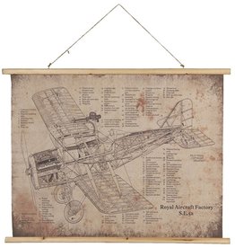 C&E Wall map aeroplane - textile 100cm x 75cm