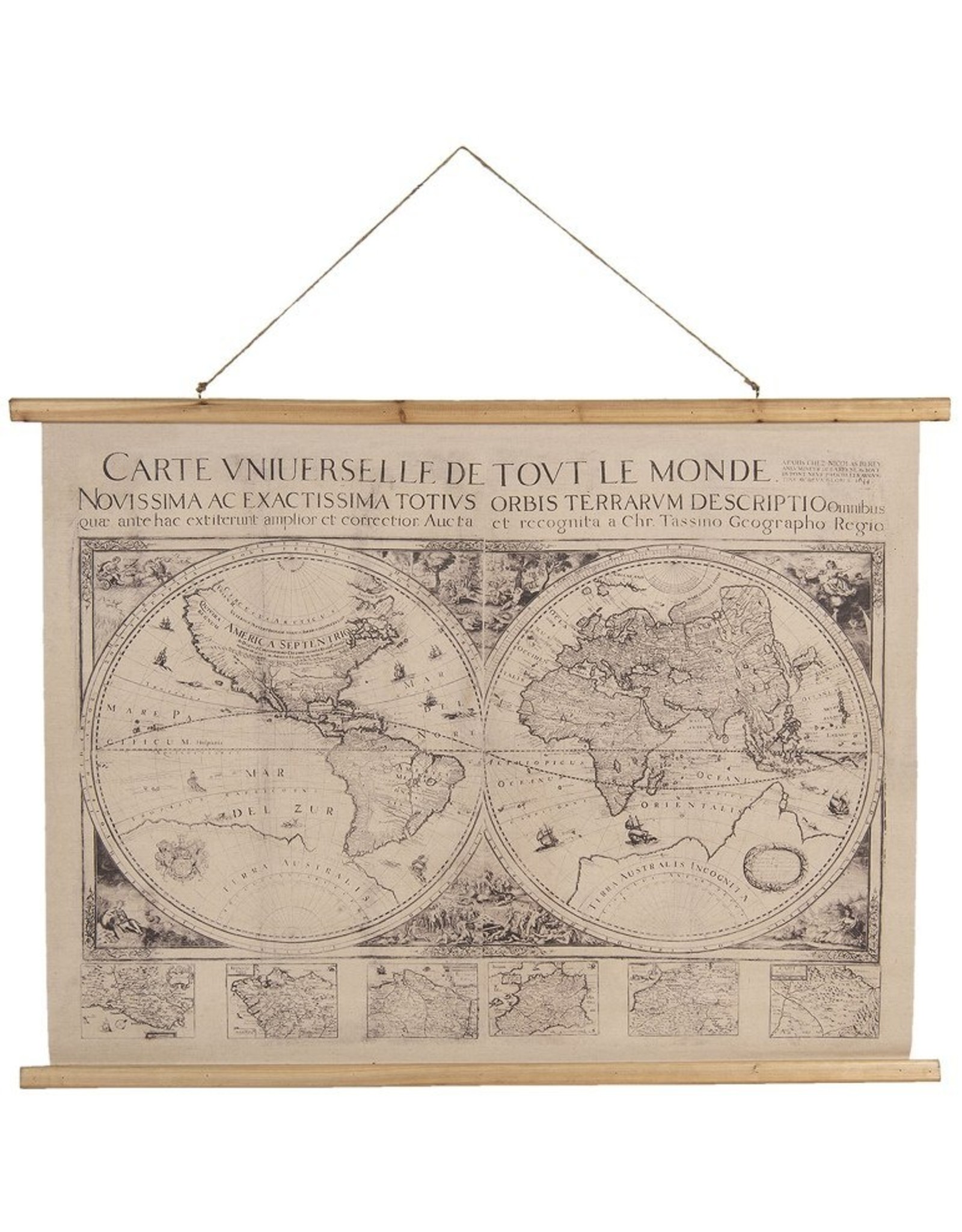 C&E Miscellaneous - Wereldkaart - textiel 100cm -75cm; 105cm x  -76cm