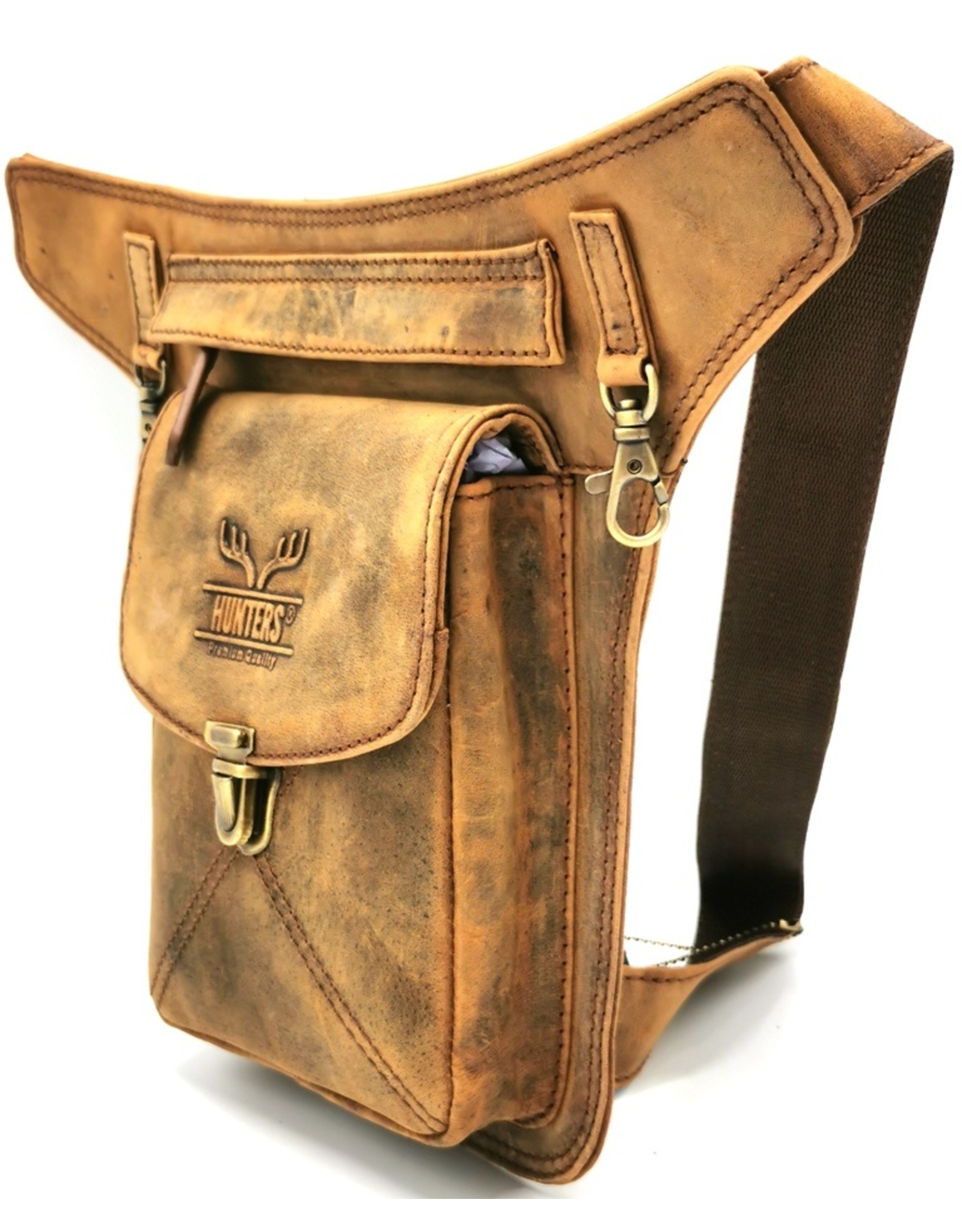 Hunters Leather Festival bags, waist bags and belt bags - Hunters waist bag vintage look tanned leather