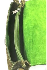 HillBurry Leather Festival bags, waist bags and belt bags - Leather shoulder bag with Flower pattern HillBurry (green)