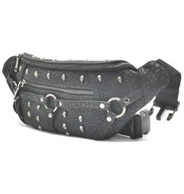 Dark Desire Gothic waist bag with small metal skulls