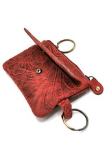 HillBurry Leather Wallets -  Leather key case with embossed flowers (red)