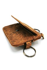 HillBurry Leather Wallets -  Leather key case with embossed flowers (tan)