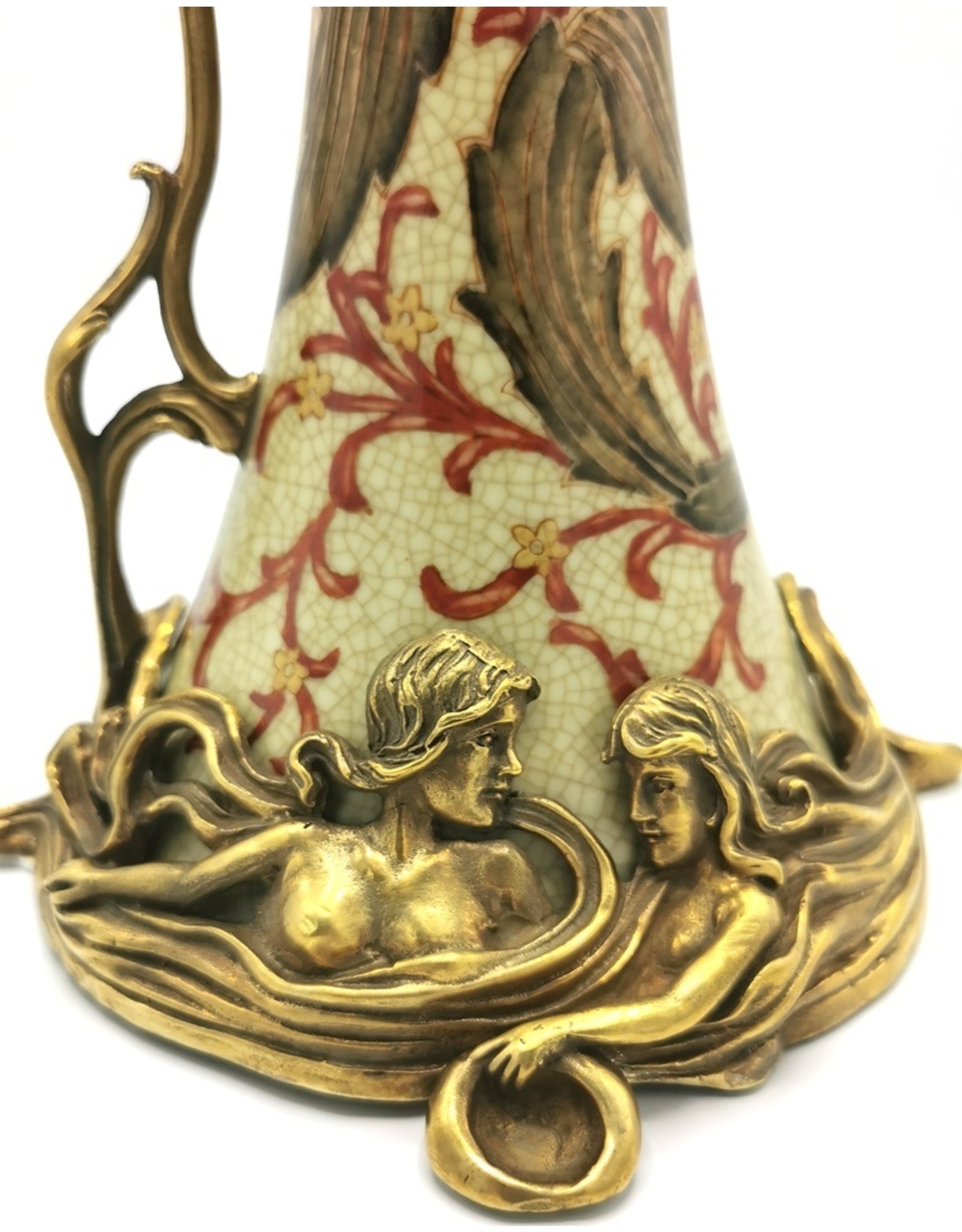 Trukado Miscellaneous - Unieke porseleinen karaf gemonteerd met brons en handbeschilderd
