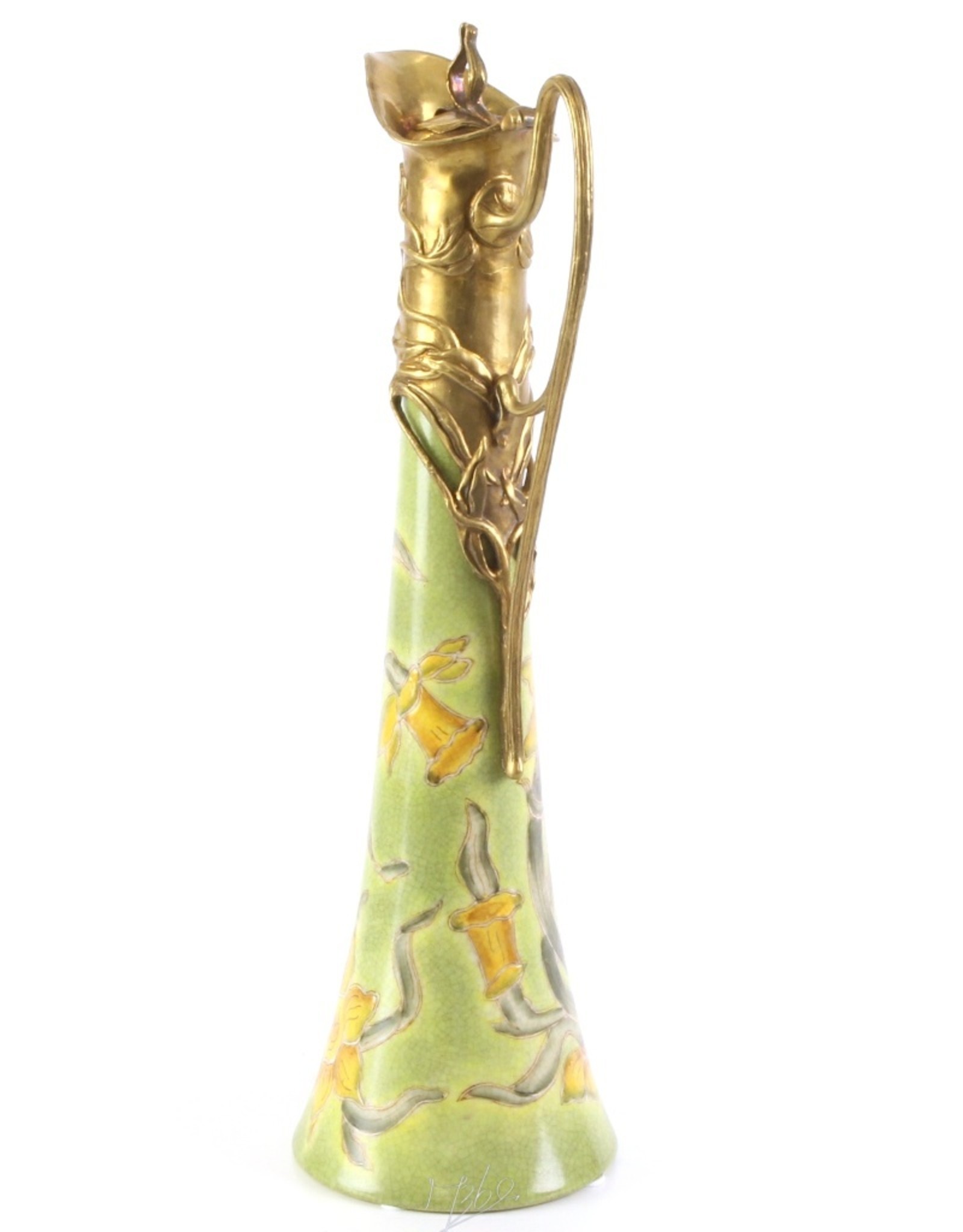 Trukado Giftware & Lifestyle -  Unieke porseleinen karaf gemonteerd met brons en handbeschilderd