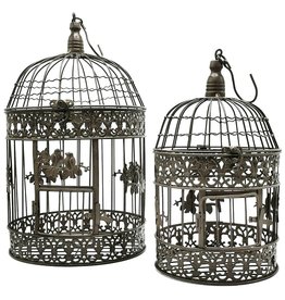 Trukado Metalen Vogelkooi Vintage Look (rond) - Set van 2