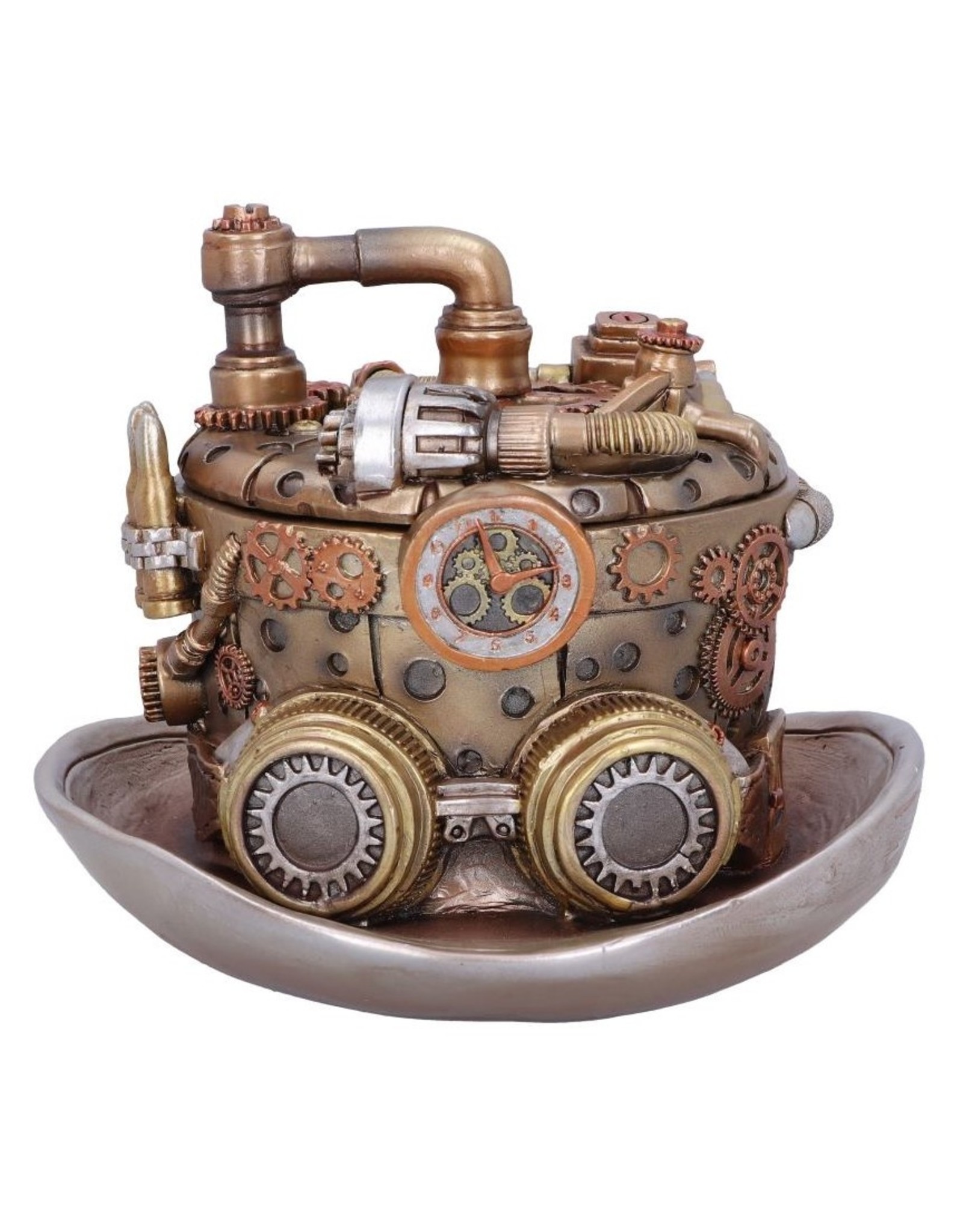 NemesisNow Giftware Beelden Collectables  - Steampunk hoedenmaker opbergbox 14.5cm