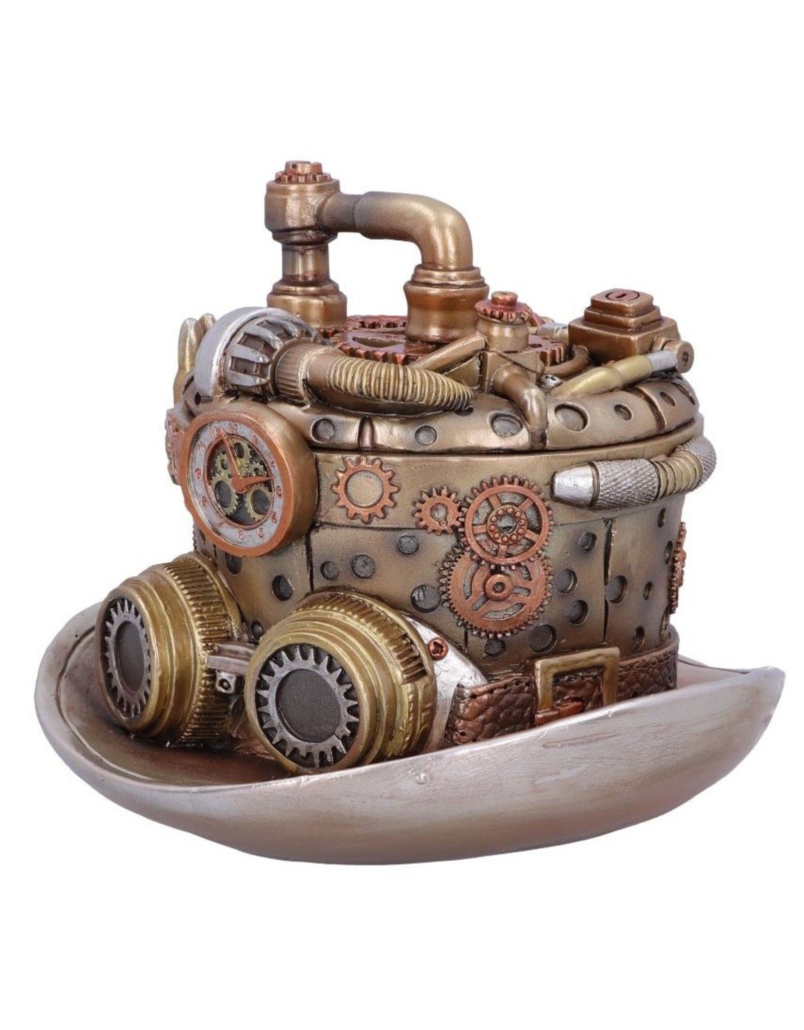 NemesisNow Giftware Beelden Collectables  - Steampunk hoedenmaker opbergbox 14.5cm