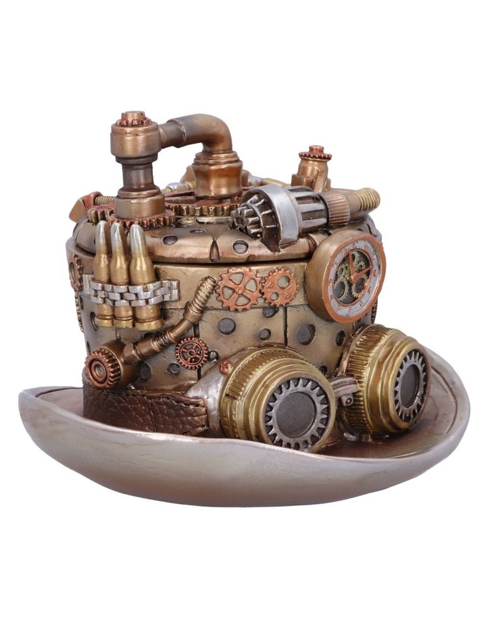 NemesisNow Giftware Beelden Collectables  - Steampunk hoedenmaker opbergbox 14.5cm