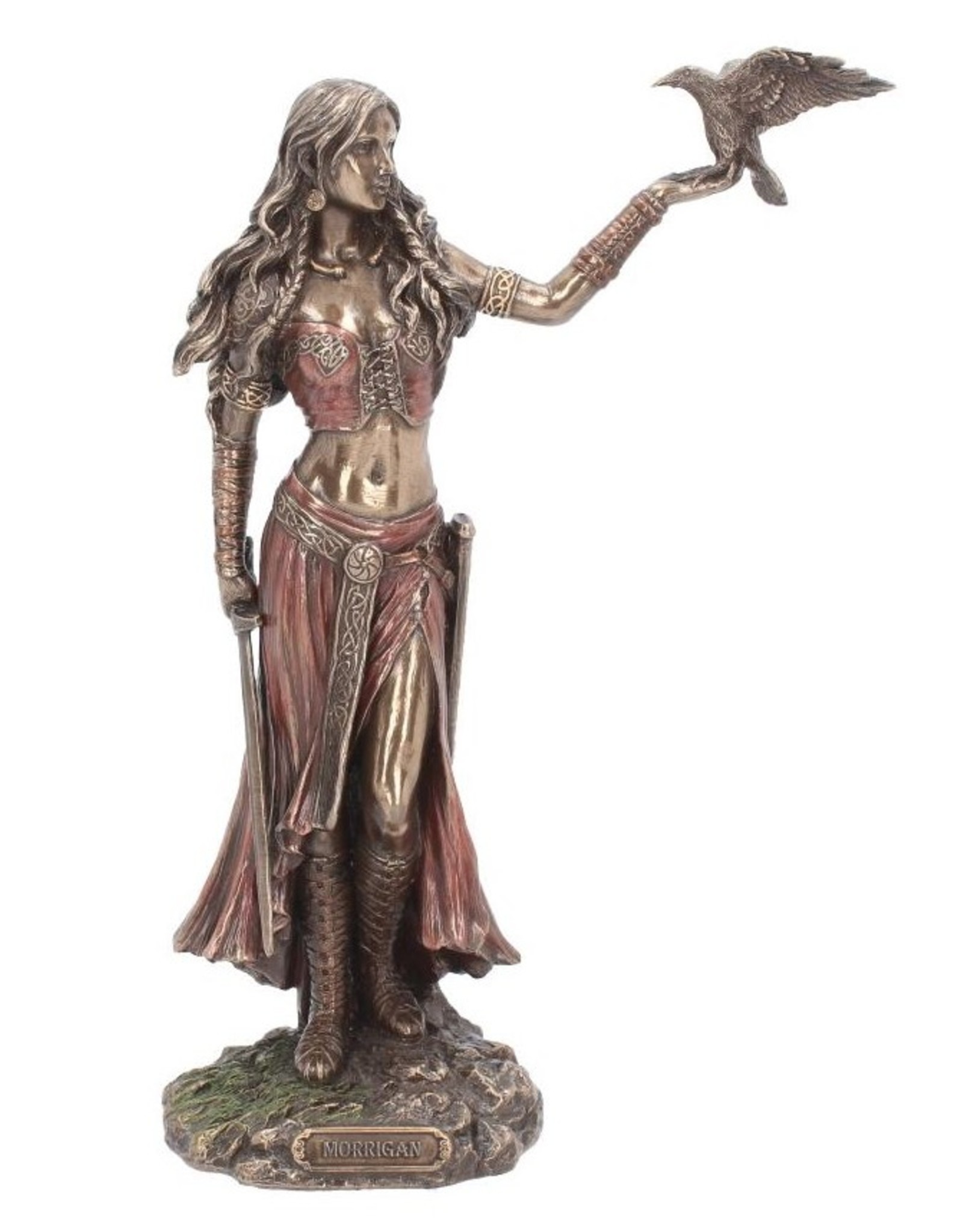 Veronese Design Giftware Beelden Collectables  - Morrigan en kraai beeld gebronsd 28cm