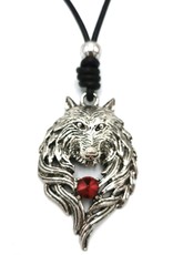 Trukado Sieraden - Ketting Wolf - Wolvenkop (nikkelvrij, leren koord)