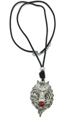 Trukado Jewellery - Necklace Wolf - Wolf's head (nickel-free, leather cord)