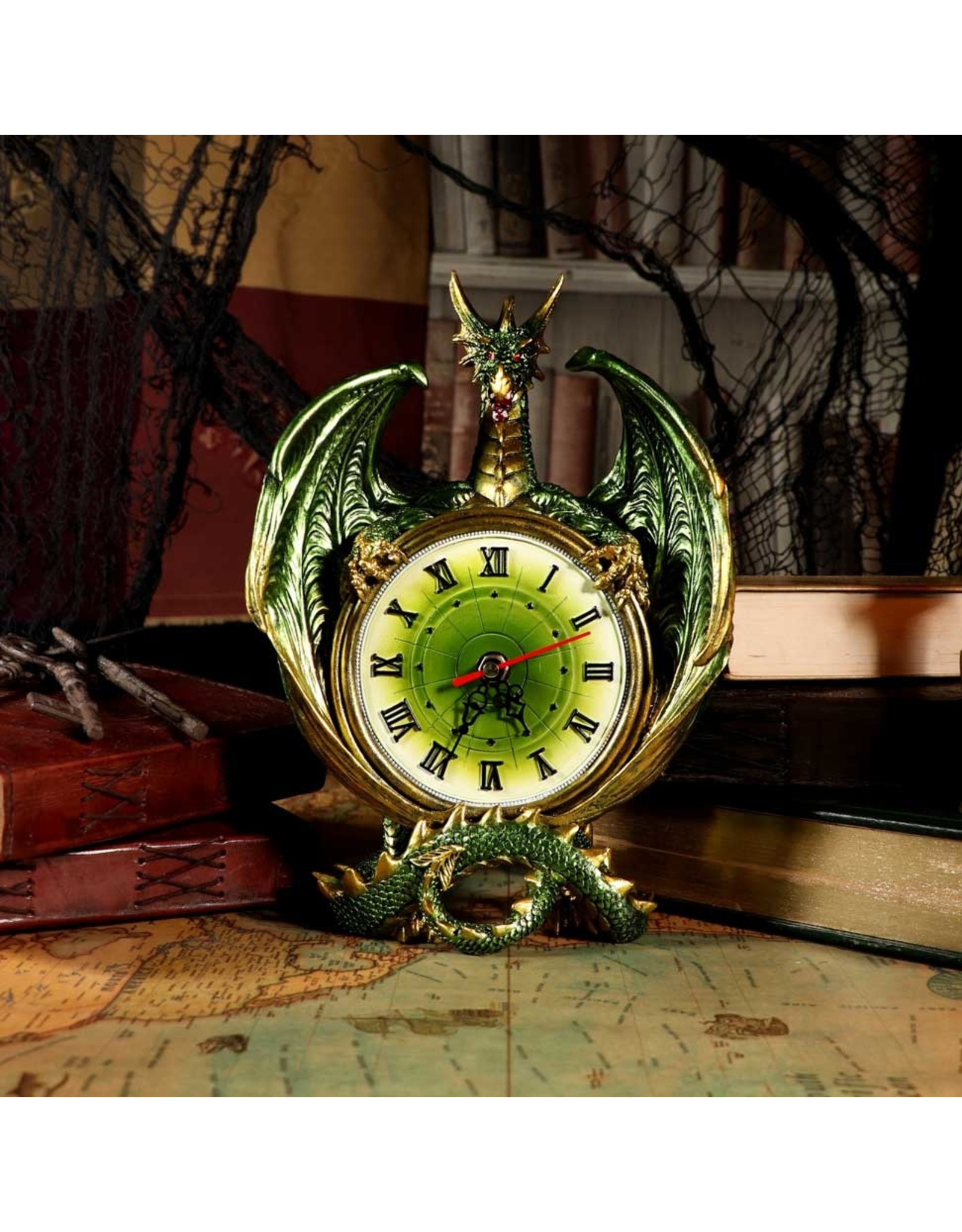 NemesisNow Giftware Figurines Collectables - Emerald Chronology  dragon clock