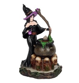 Trukado Witch with Cauldron Backflow Incense Burner